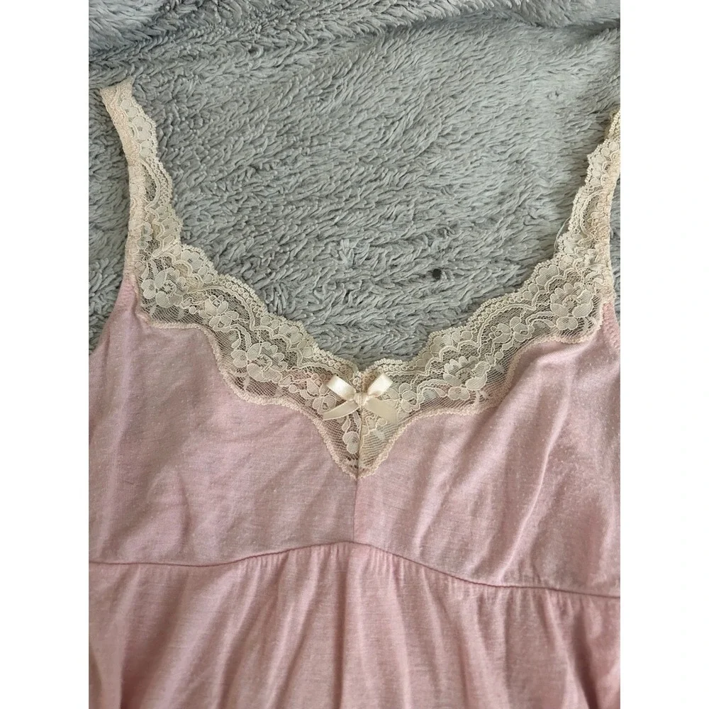 Eberjey Pink Lace Trim‎ Babydoll Camisole Top Empire Waist Layer Y2K Angelcore - Picture 5 of 8